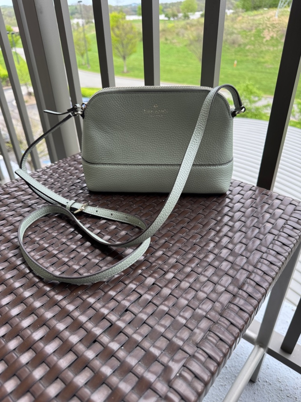 kate spade Pebbled Leather Crossbody in Pale Mint